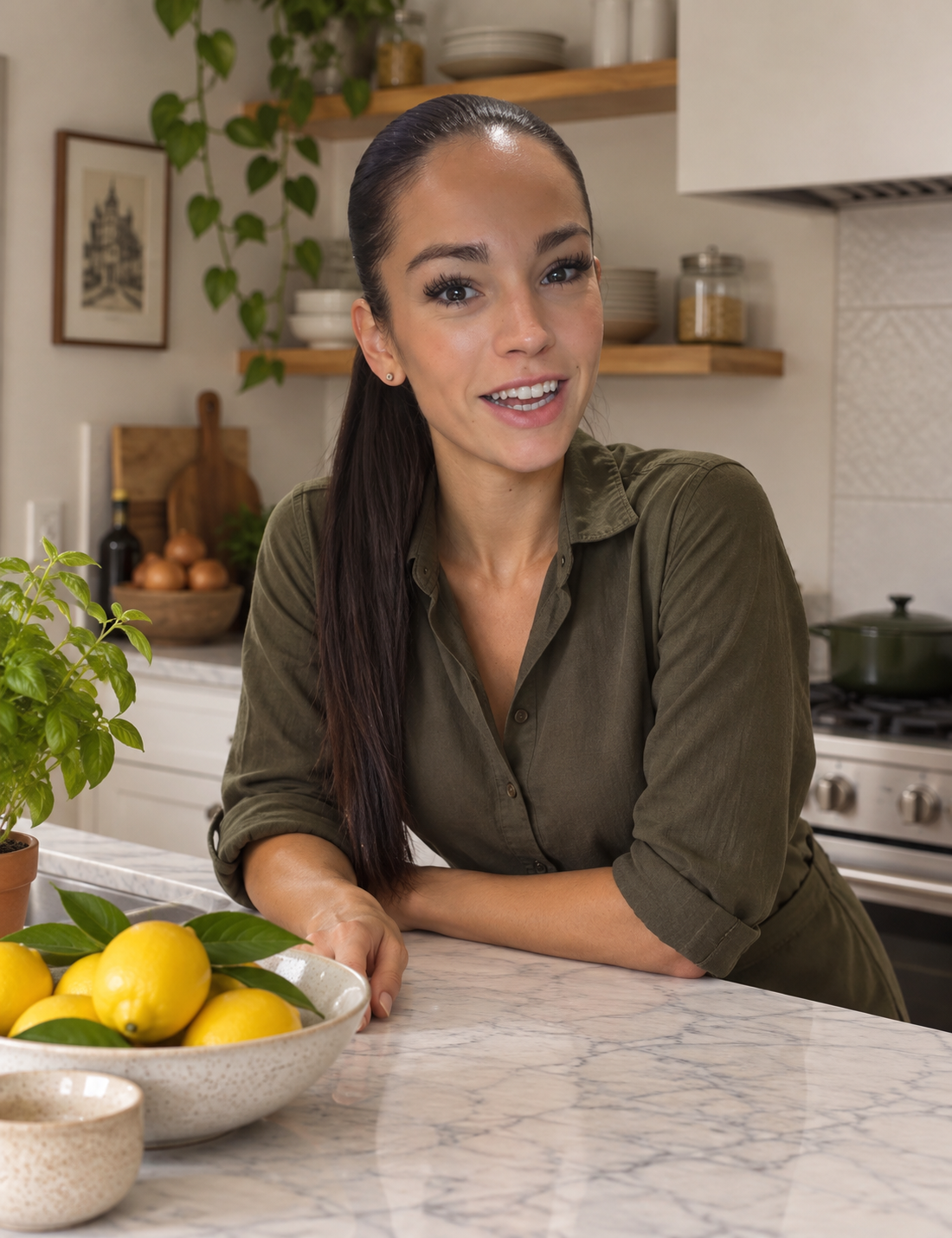 Carla, founder of REVASS Wellness, in a home kitchen